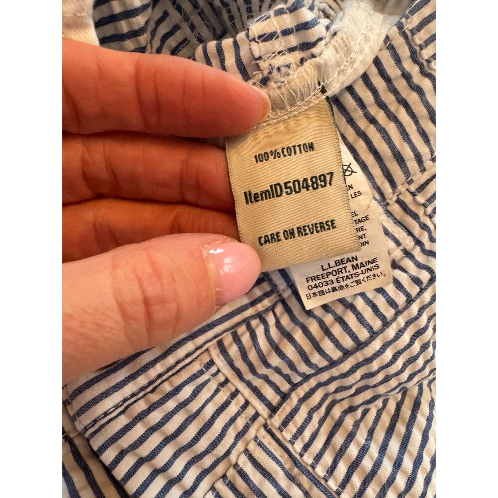 L.L. Bean Women's Blue & White Seersucker Patchwork Shorts Nautical Preppy 10 - Picture 6 of 7